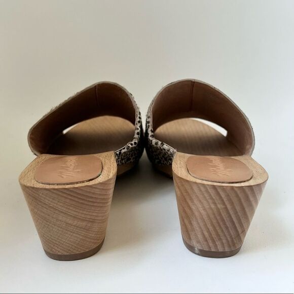 MADEWELL The Evelyn Clog Slide Sandal in Dried Flax Print Calf Hair Size 7 - Picture 6 of 7